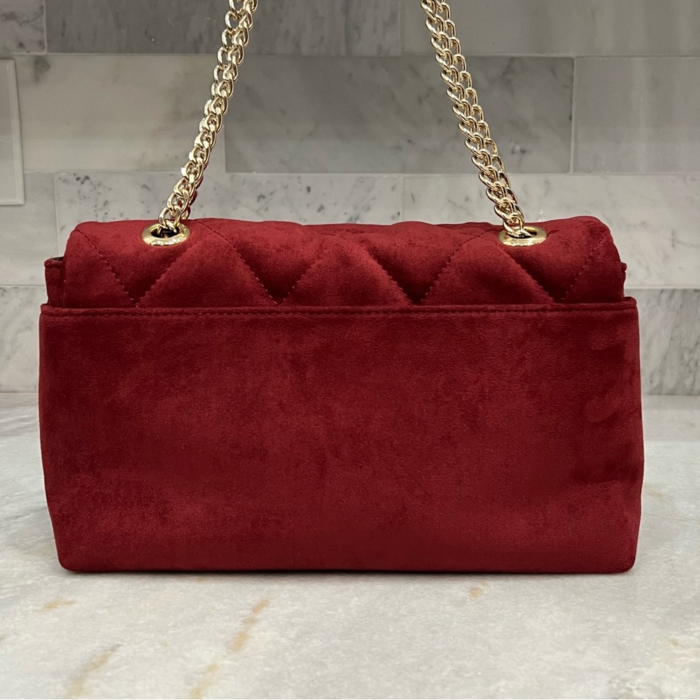 INC International Concepts Burgundy Velvet Ajae Quilted Crossbody/Should… - Picture 15 of 16